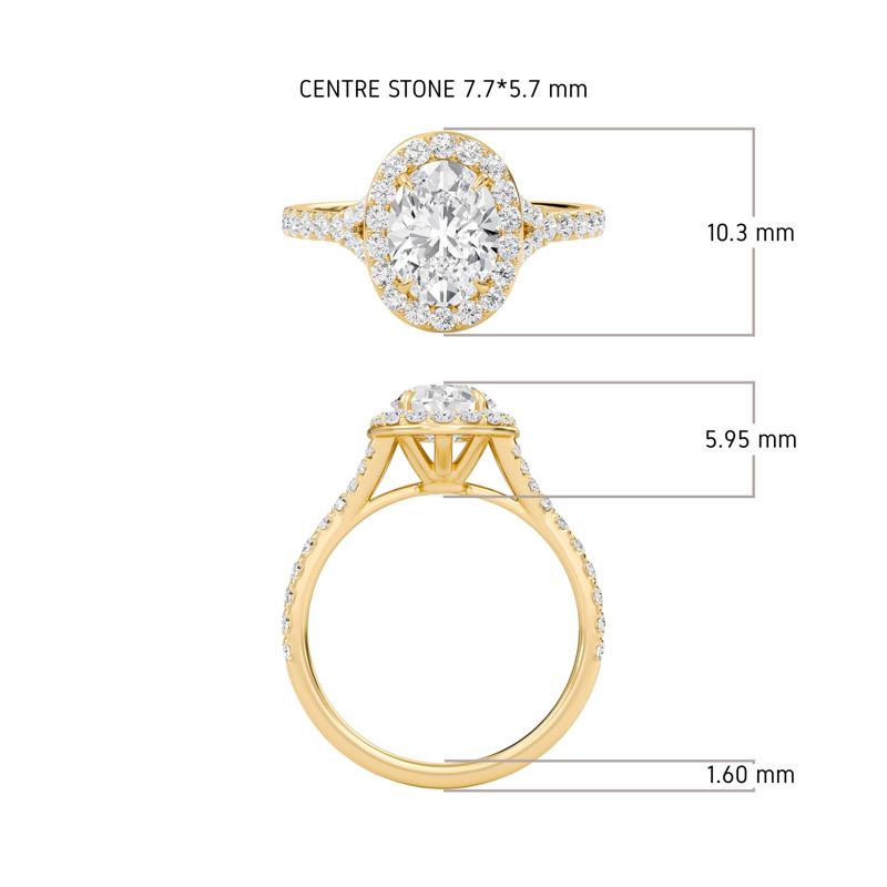 Oval Halo Split Shank Engagement Ring