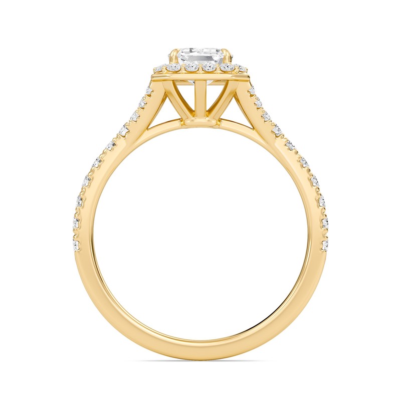 Emerald Halo Split Shank Engagement Ring