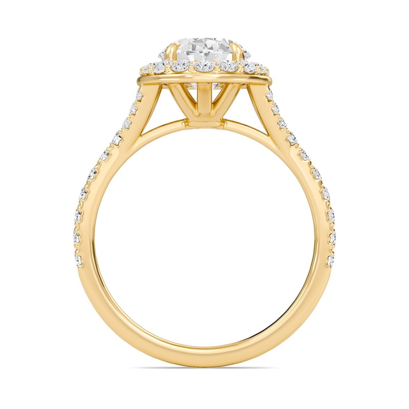 Oval Halo Split Shank Engagement Ring