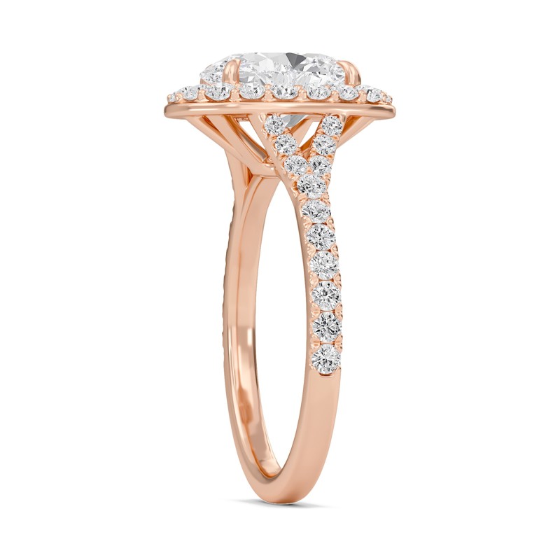 Oval Halo Split Shank Engagement Ring