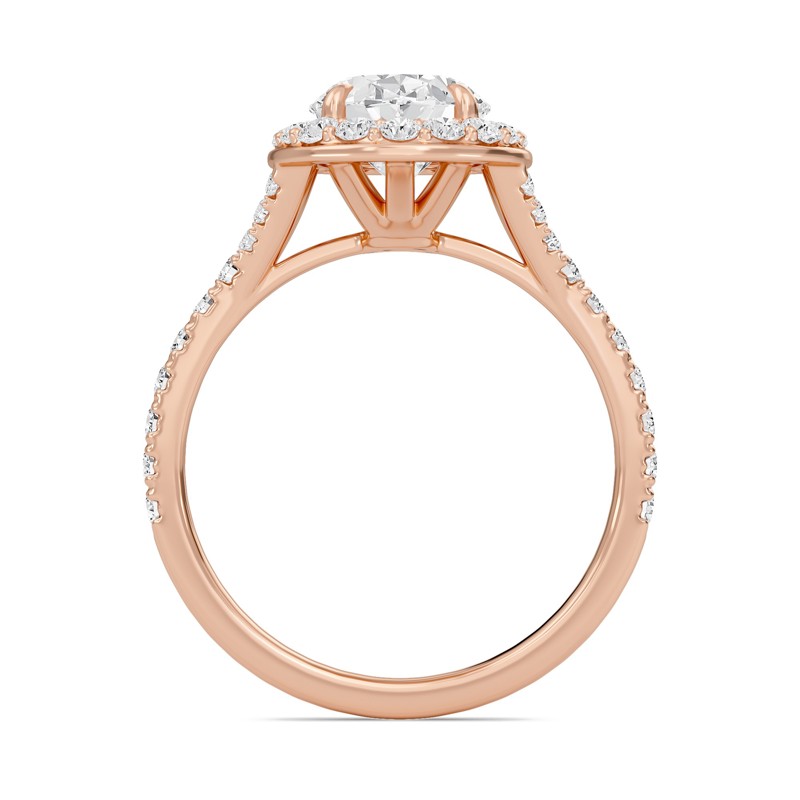 Oval Halo Split Shank Engagement Ring