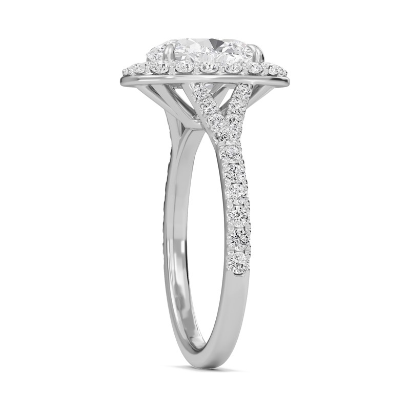 Oval Halo Split Shank Engagement Ring