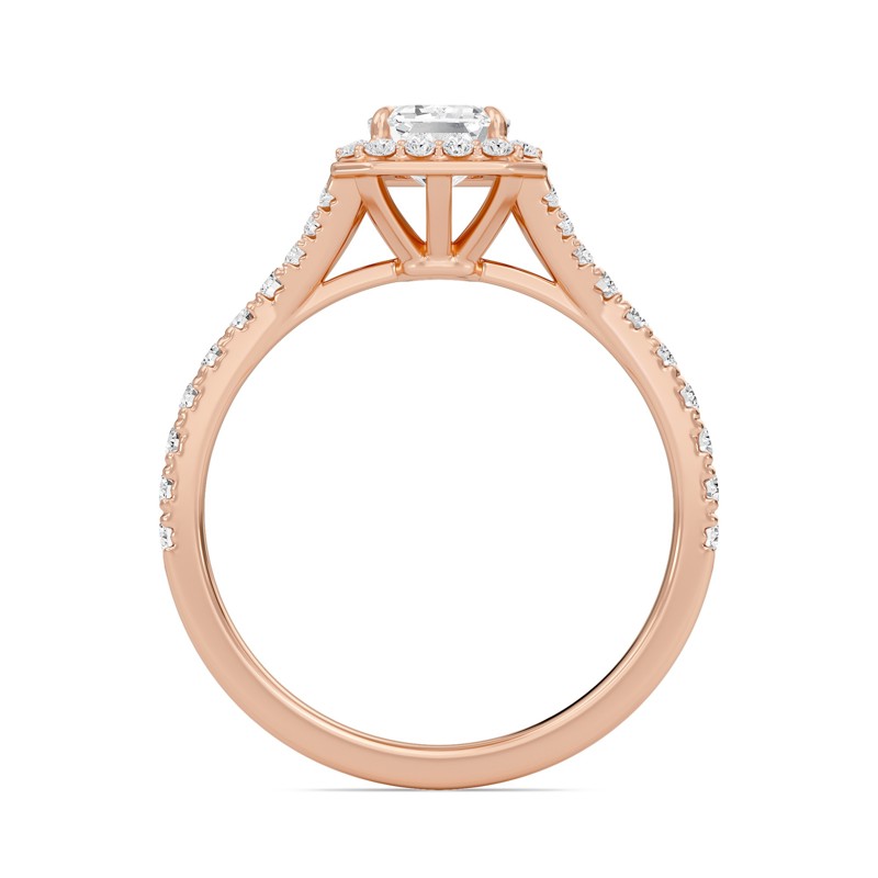 Emerald Halo Split Shank Engagement Ring