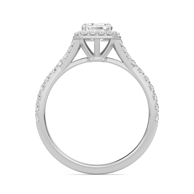 Emerald Halo Split Shank Engagement Ring