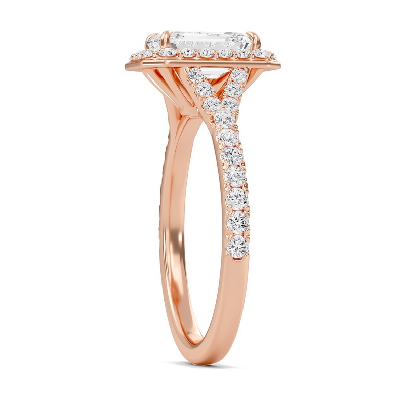 Emerald Halo Split Shank Engagement Ring