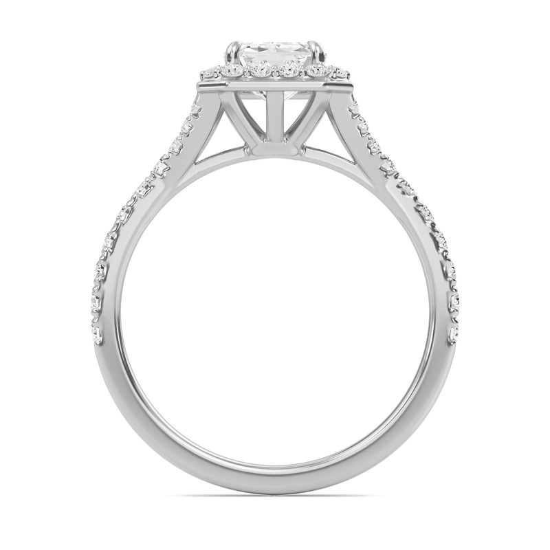 Emerald Halo Split Shank Engagement Ring