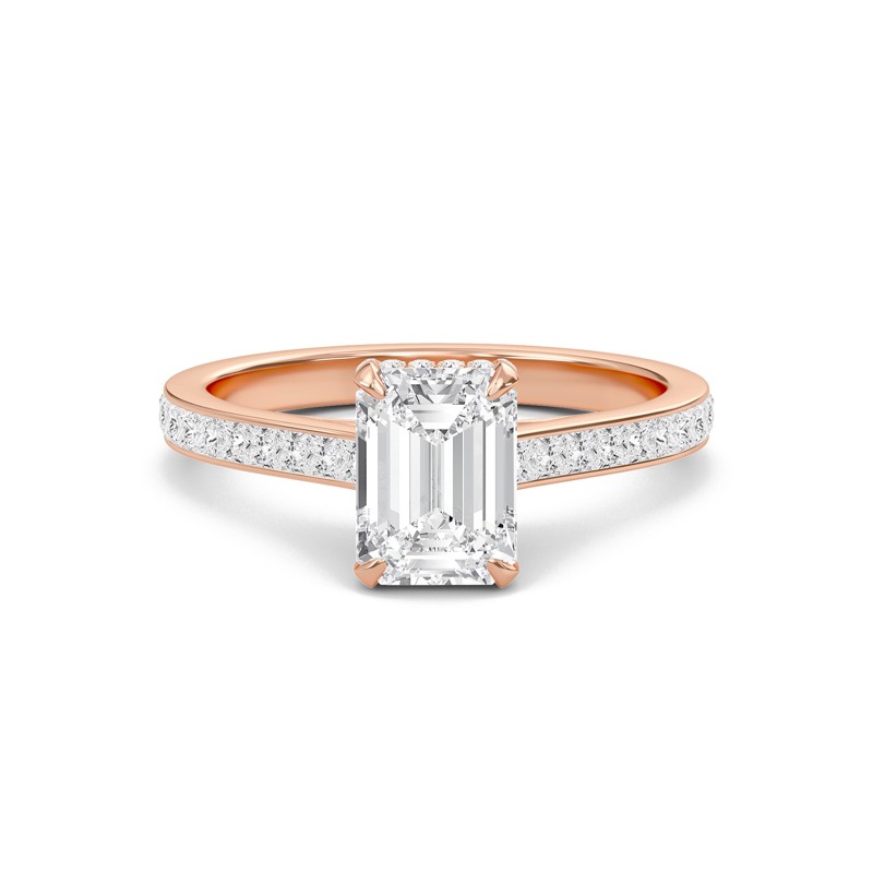 Emerald Channel Set Princess Engagement Ring