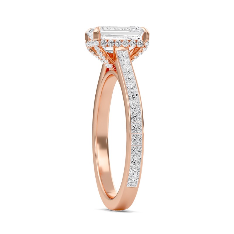 Emerald Channel Set Princess Engagement Ring