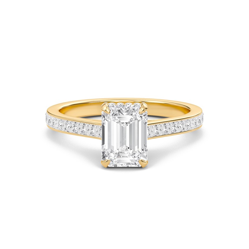 Emerald Channel Set Princess Engagement Ring