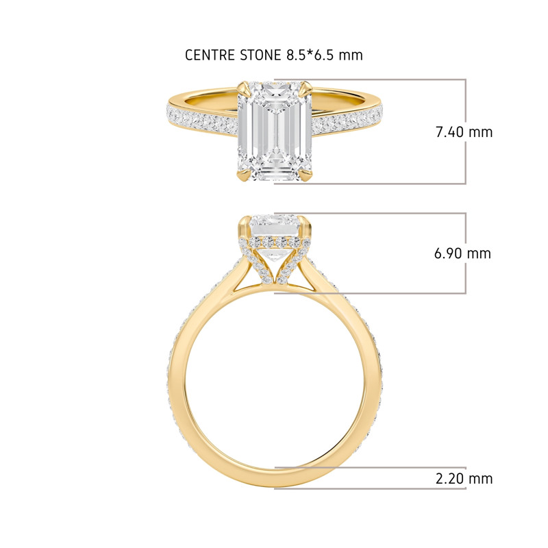 Emerald Channel Set Princess Engagement Ring