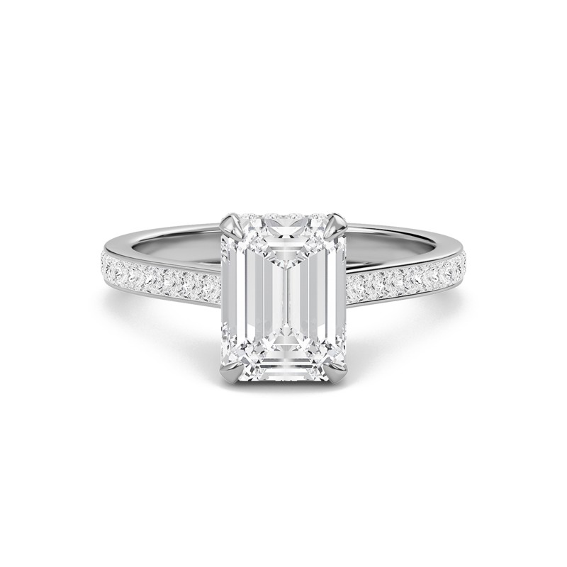 Emerald Channel Set Princess Engagement Ring