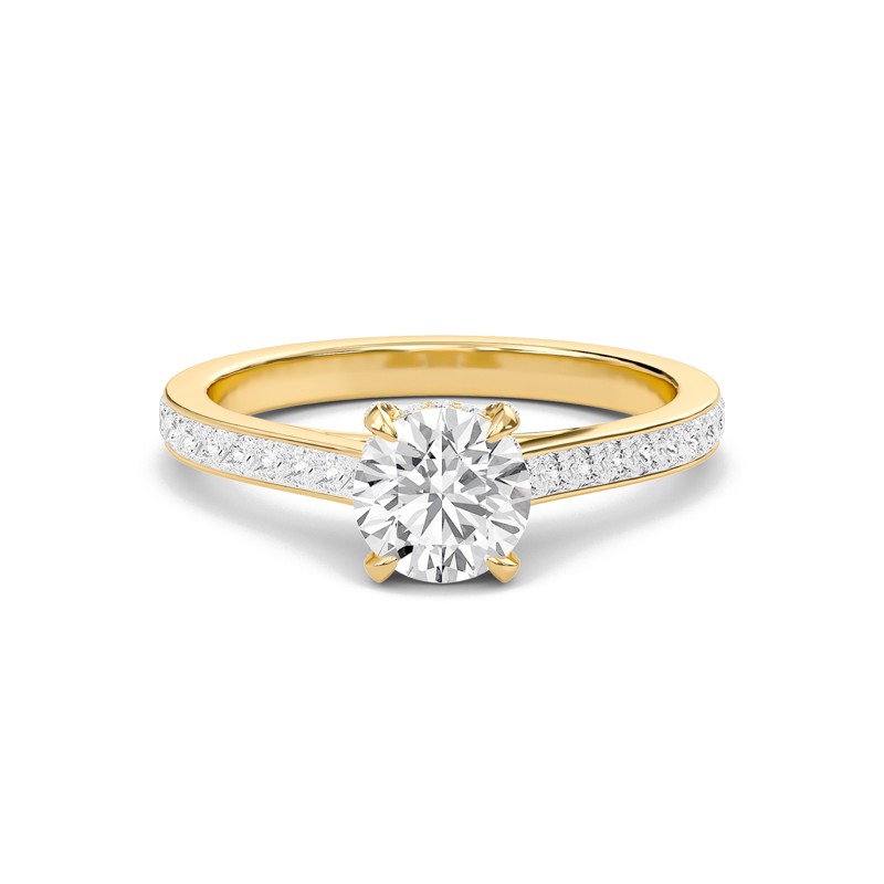 Round Channel Set Princess Engagement Ring
