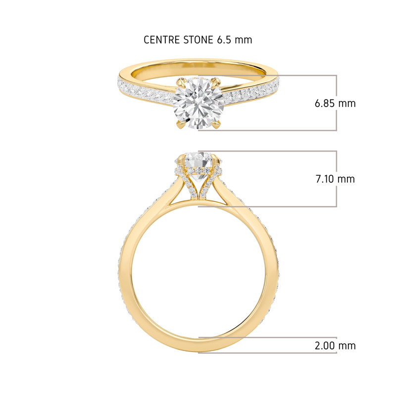 Round Channel Set Princess Engagement Ring