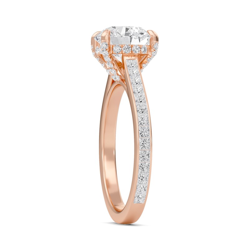 Round Channel Set Princess Engagement Ring