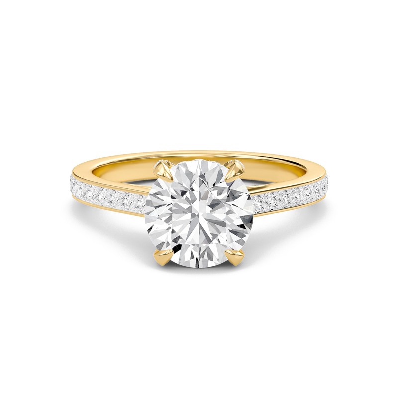 Round Channel Set Princess Engagement Ring