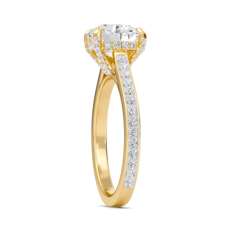 Round Channel Set Princess Engagement Ring