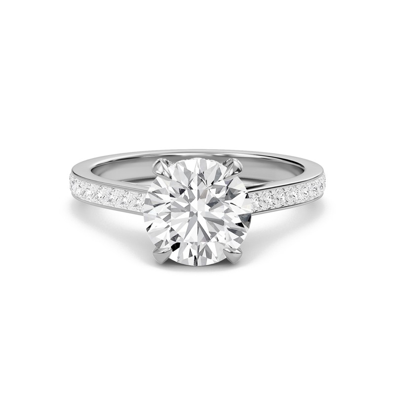 Round Channel Set Princess Engagement Ring