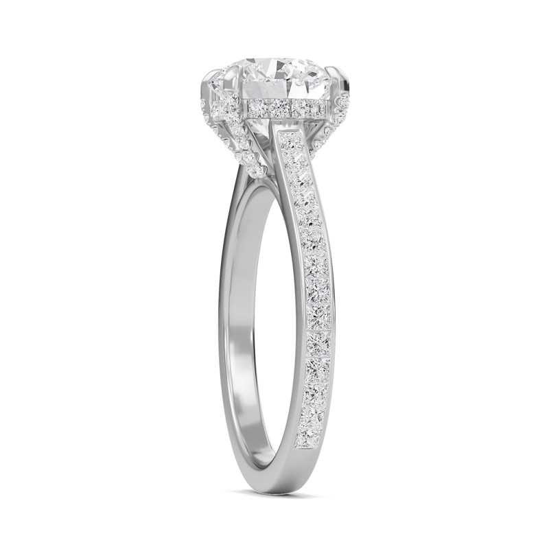 Round Channel Set Princess Engagement Ring