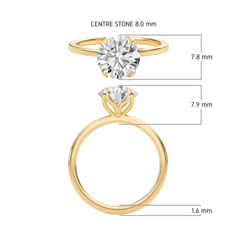 Round Petal Four Prong Engagement Ring