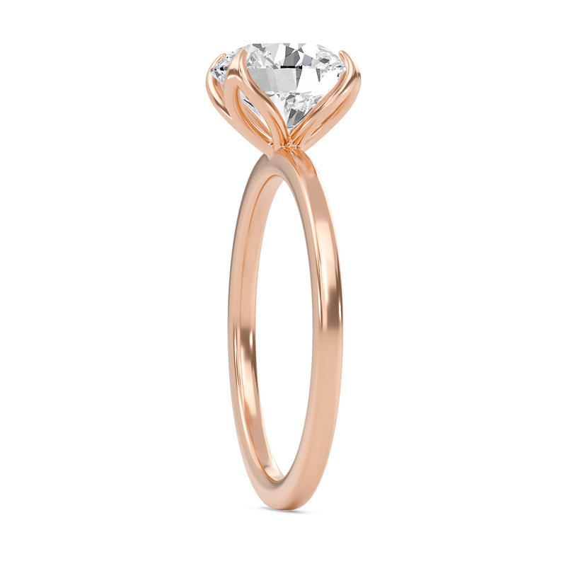 Round Petal Four Prong Engagement Ring