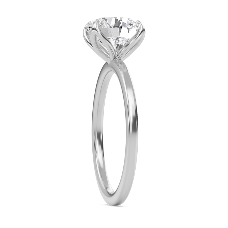 Round Petal Four Prong Engagement Ring