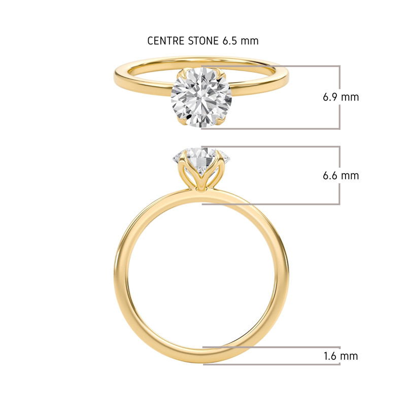 Round Petal Four Prong Engagement Ring