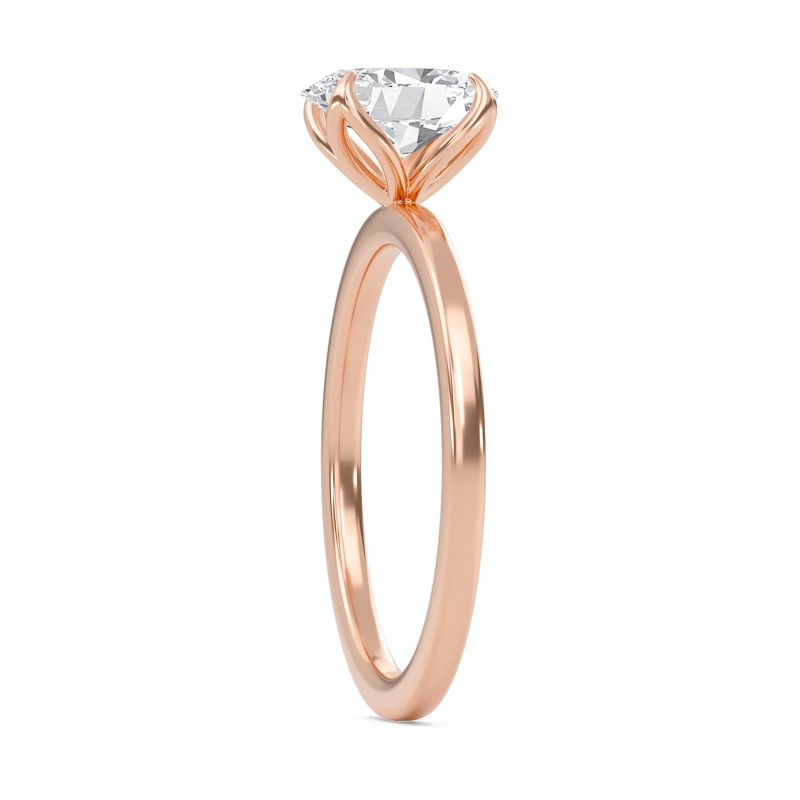 Oval Petal Four Prong Engagement Ring