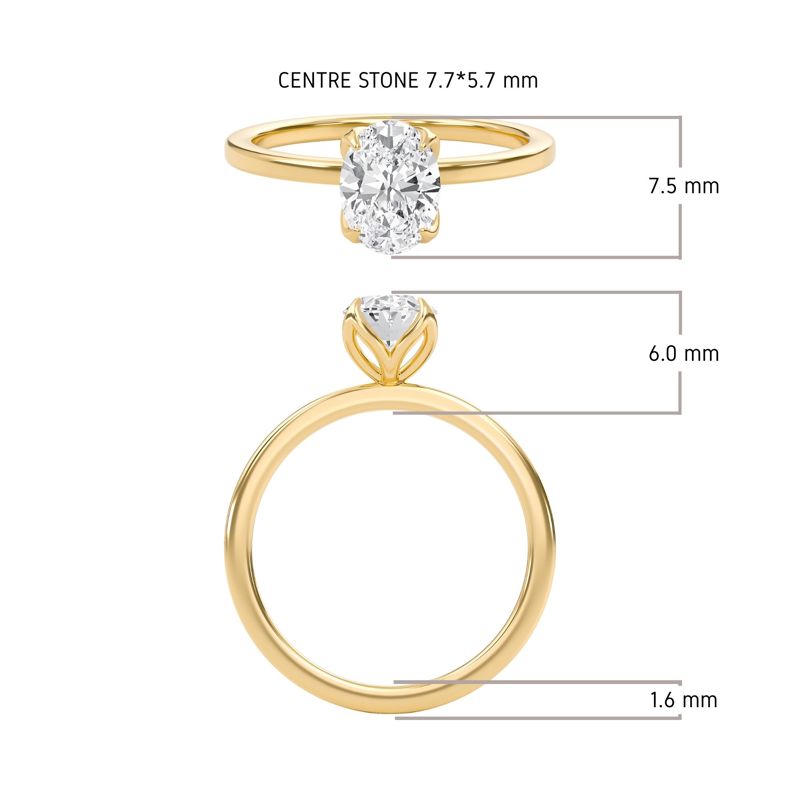 Oval Petal Four Prong Engagement Ring