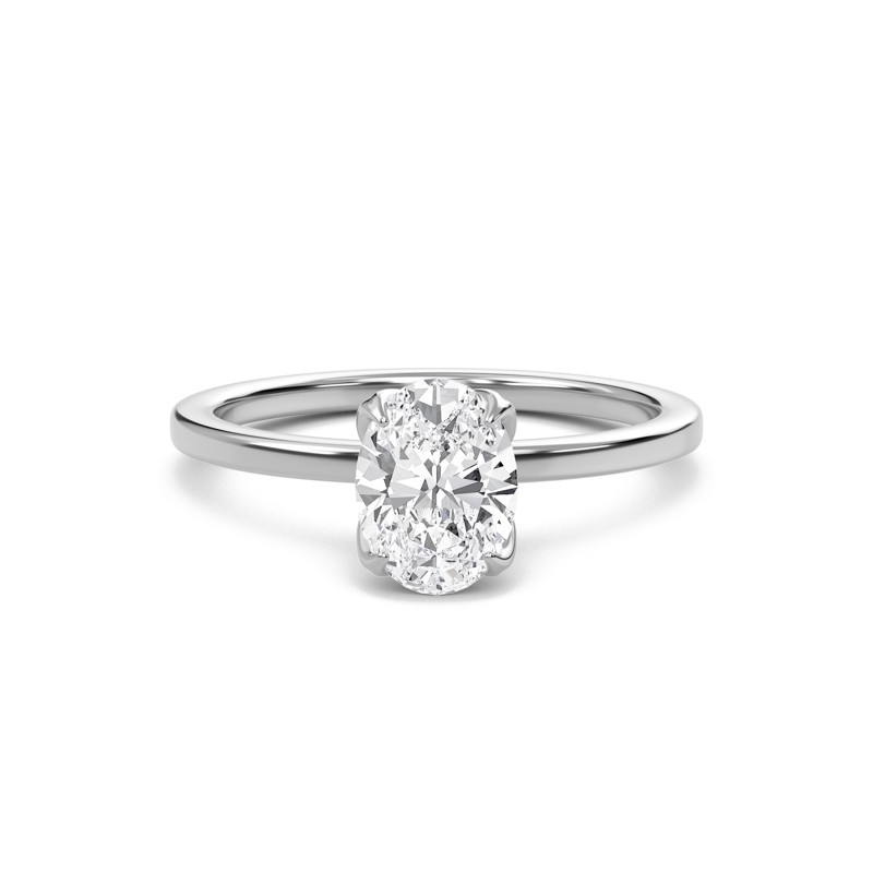 Oval Petal Four Prong Engagement Ring