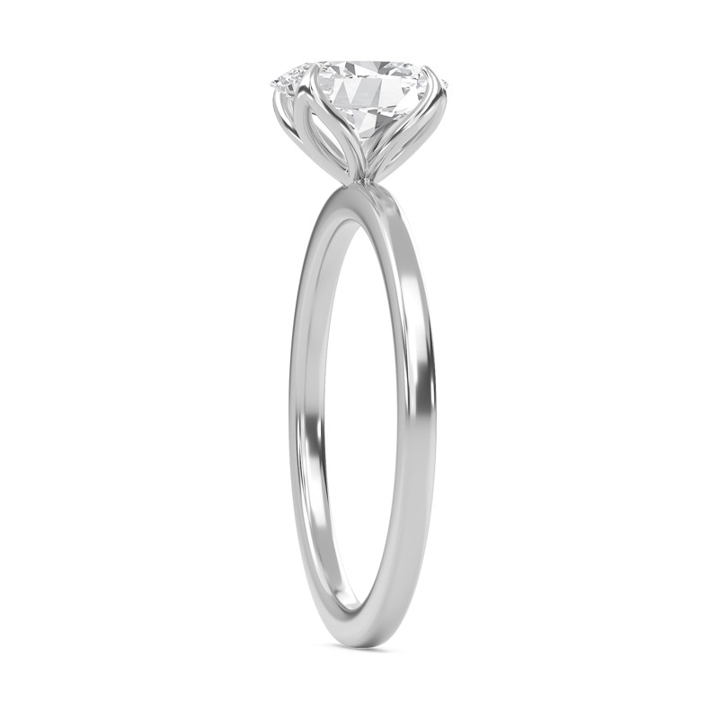 Oval Petal Four Prong Engagement Ring