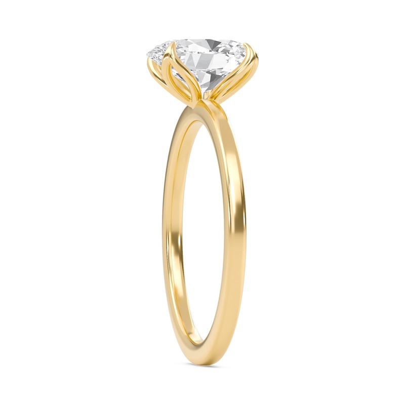 Oval Petal Four Prong Engagement Ring