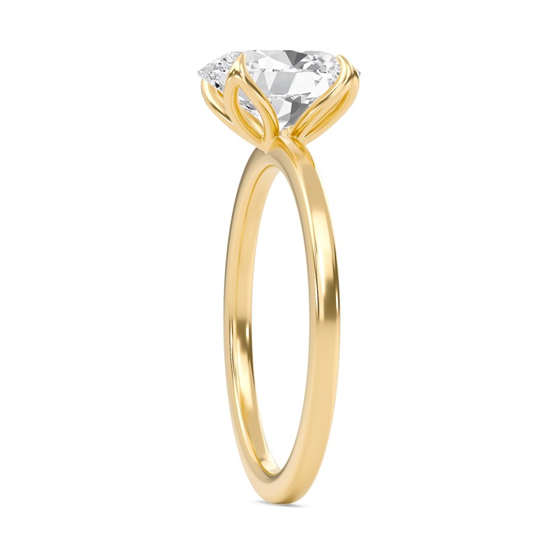 Oval Petal Four Prong Engagement Ring