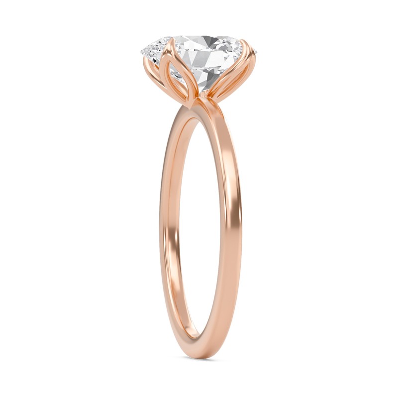 Oval Petal Four Prong Engagement Ring