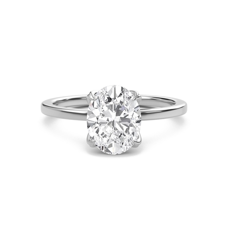 Oval Petal Four Prong Engagement Ring