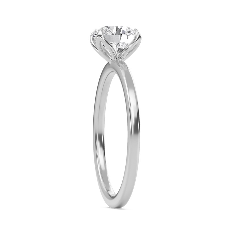 Round Petal Four Prong Engagement Ring
