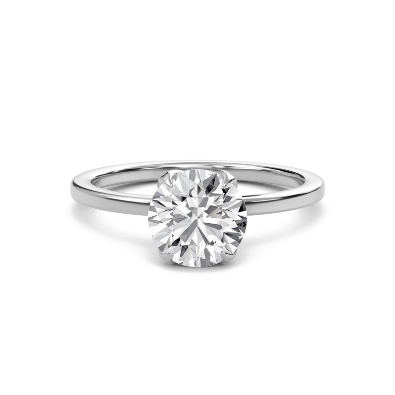 Round Petal Four Prong Engagement Ring