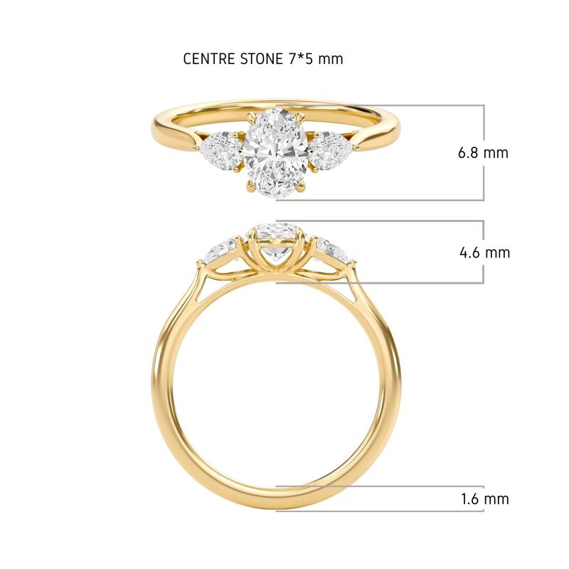 Bold Pear Three Stone Ring