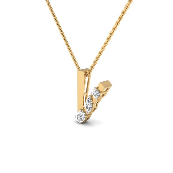 "V" Alphabet Diamond Pendant
