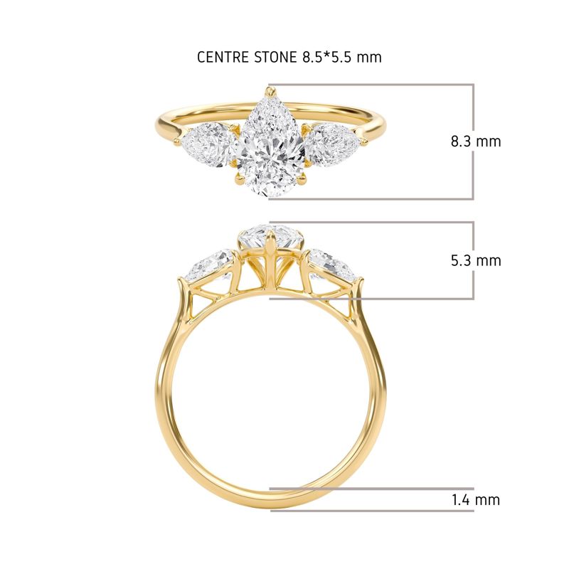 Fancy Pear Three Stone Ring