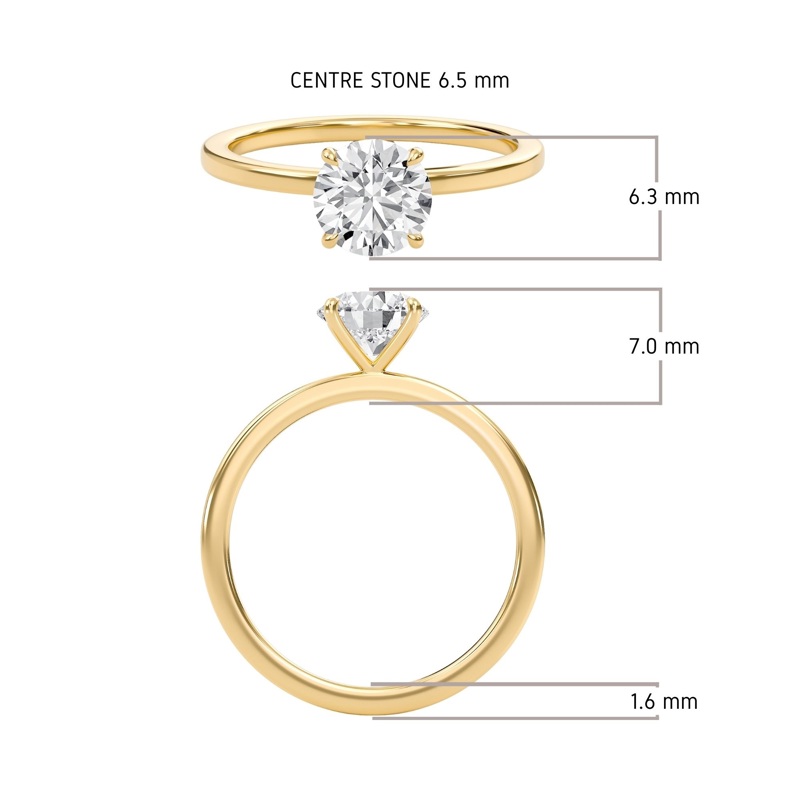 Round Classic Solitaire knife edge Ring