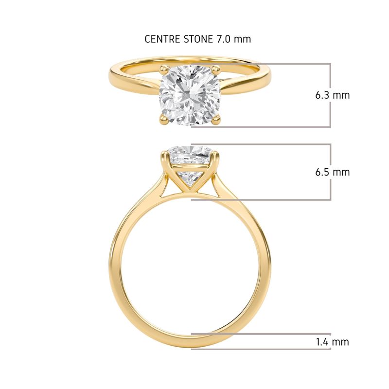 Cushion Classic Solitaire Cathedral Ring