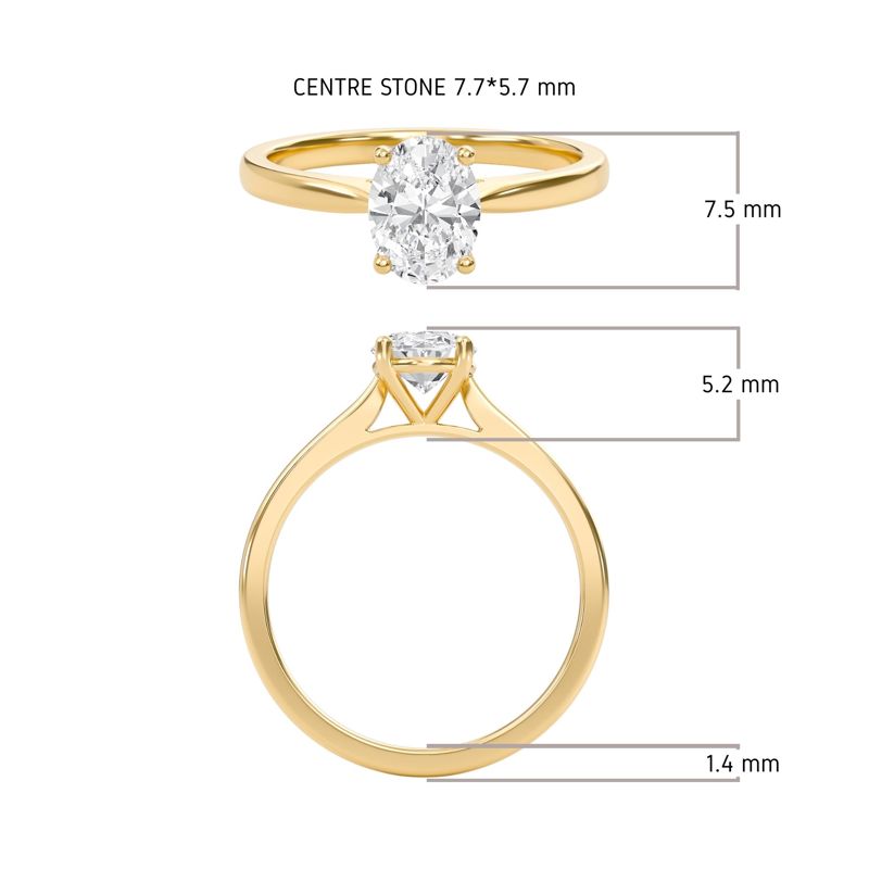 Oval Classic Solitaire Cathedral Ring