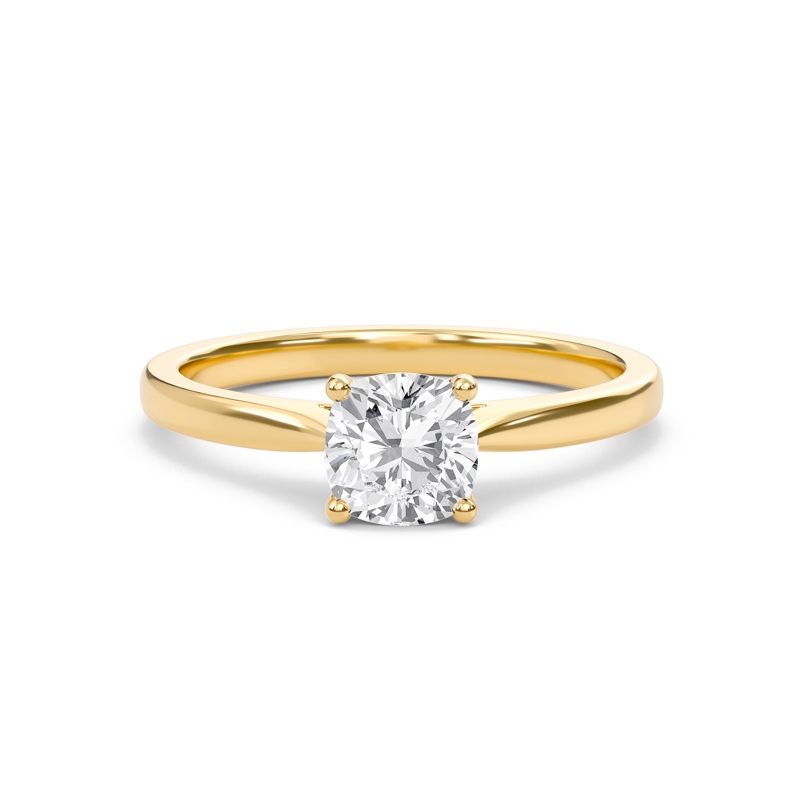Cushion Classic Solitaire Cathedral Ring