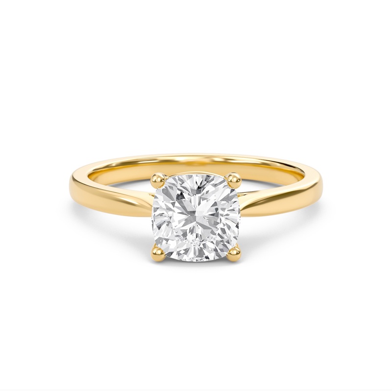 Cushion Classic Solitaire Cathedral Ring