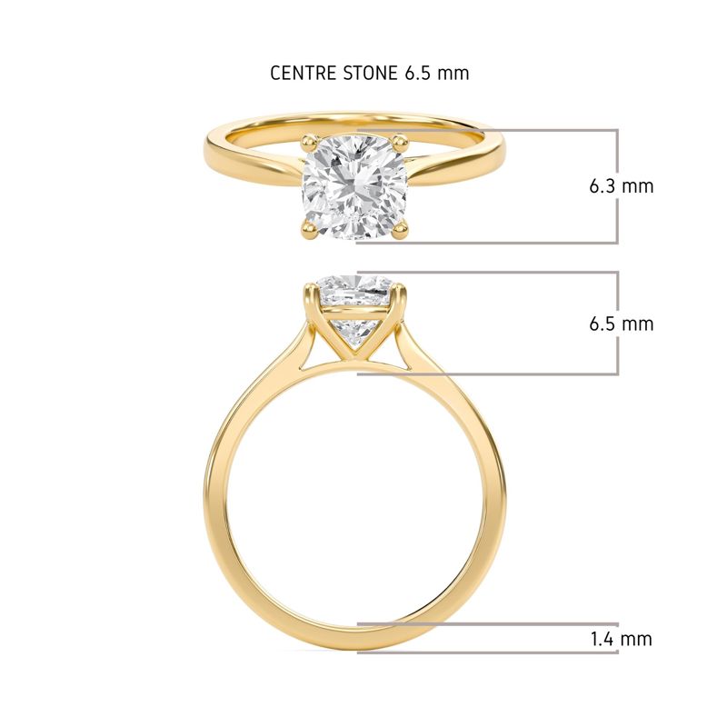 Cushion Classic Solitaire Cathedral Ring