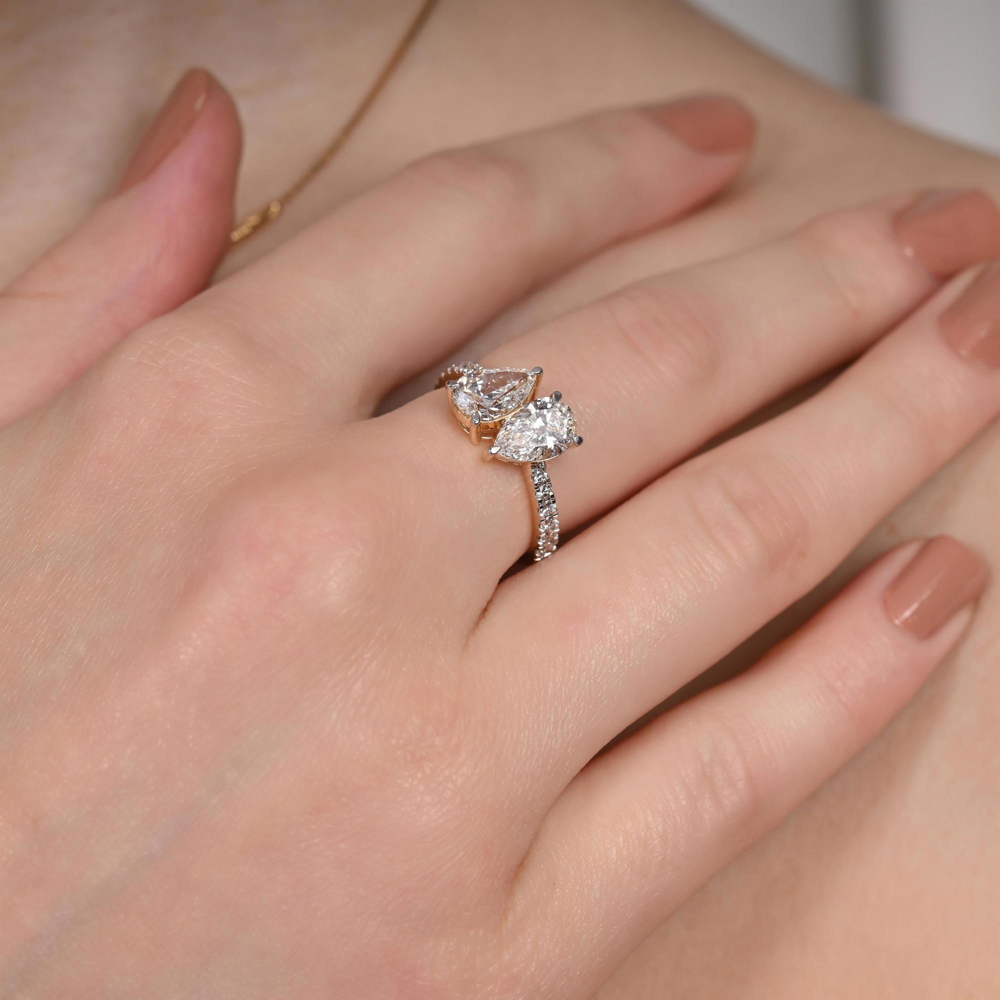 Toi-Et-Moi Duet Pear Ring