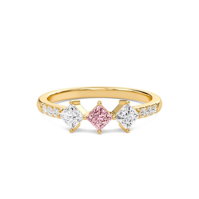 Serene Light Pink Three Stone Ring