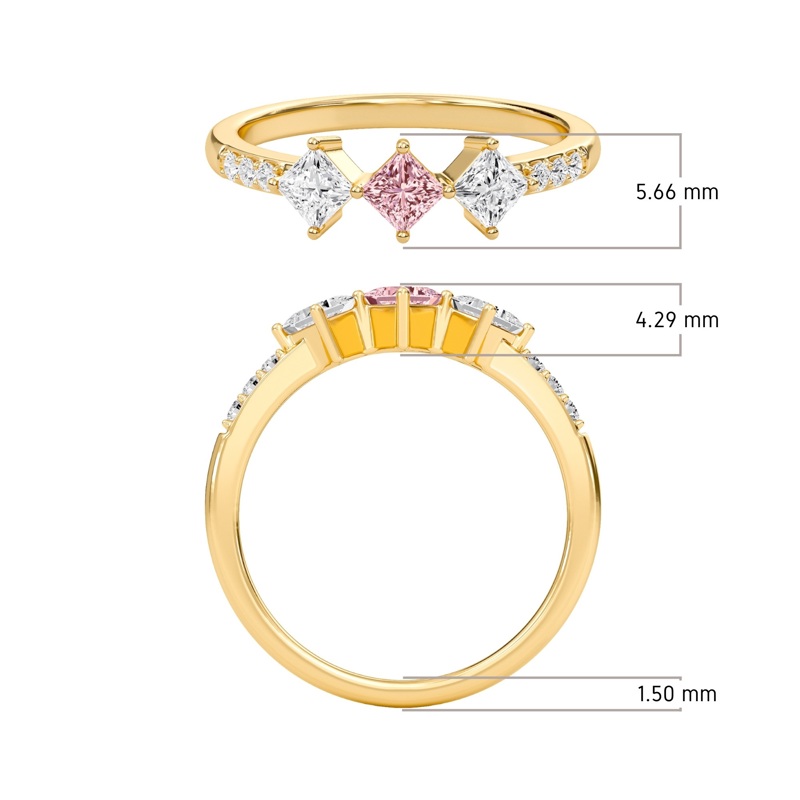 Serene Light Pink Three Stone Ring