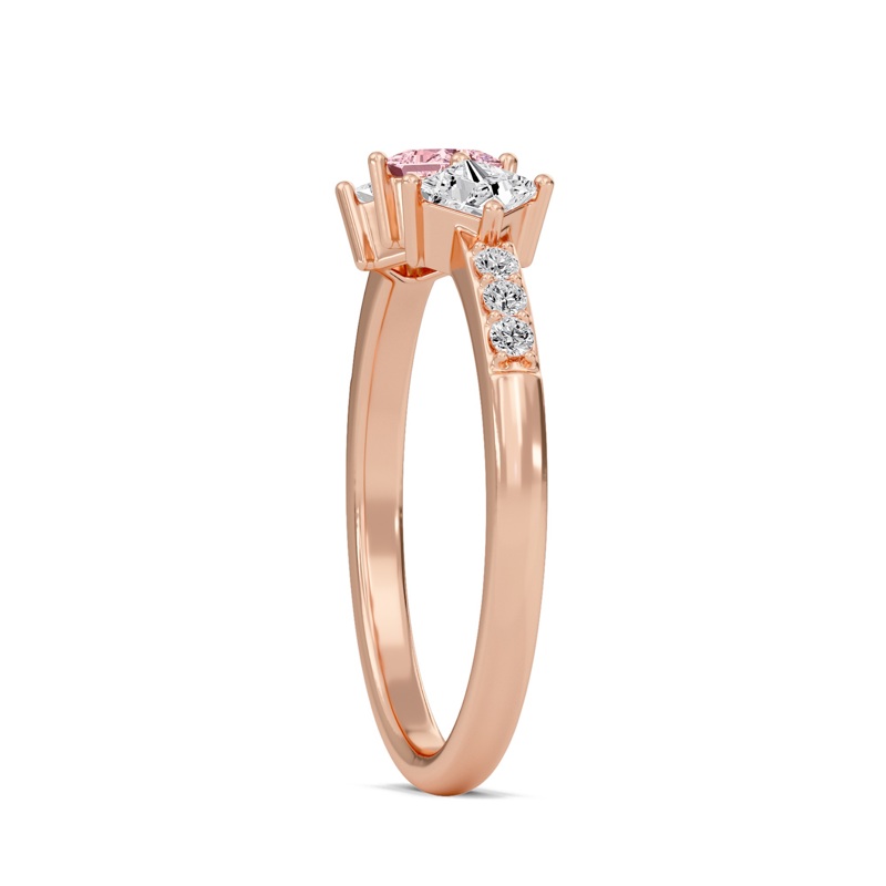 Serene Light Pink Three Stone Ring