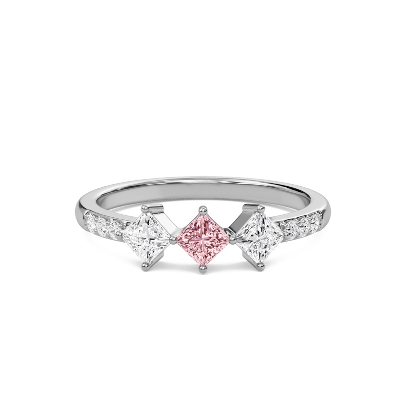 Serene Light Pink Three Stone Ring
